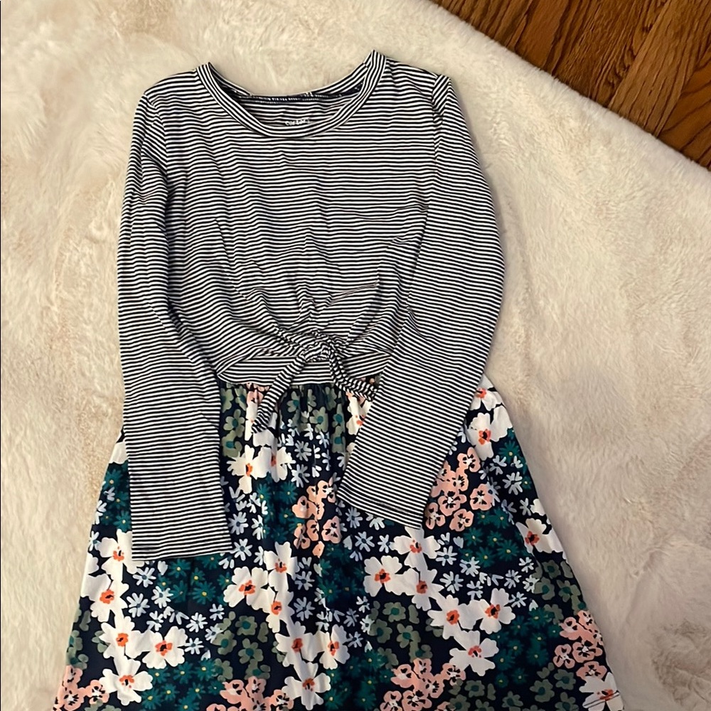 Striped Top with Floral Skirt Dress